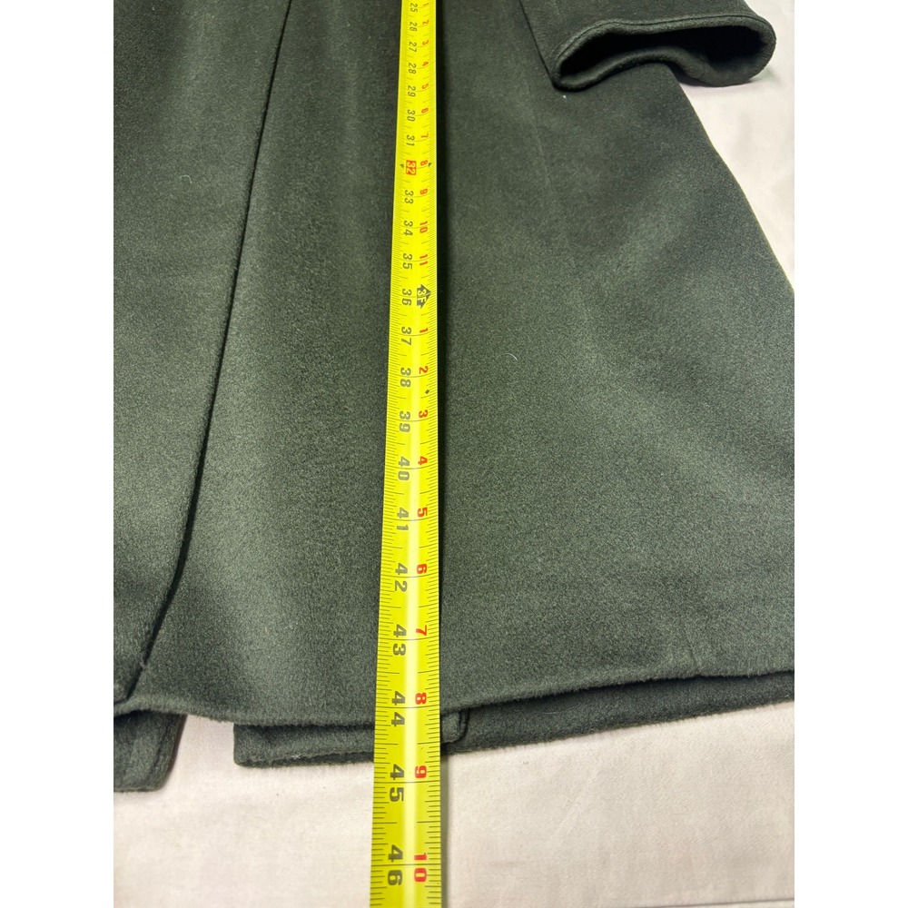Ashley Scott Petite Vintage 100% Pure Wool Overcoat Forest Green Long Coat - Picture 7 of 10